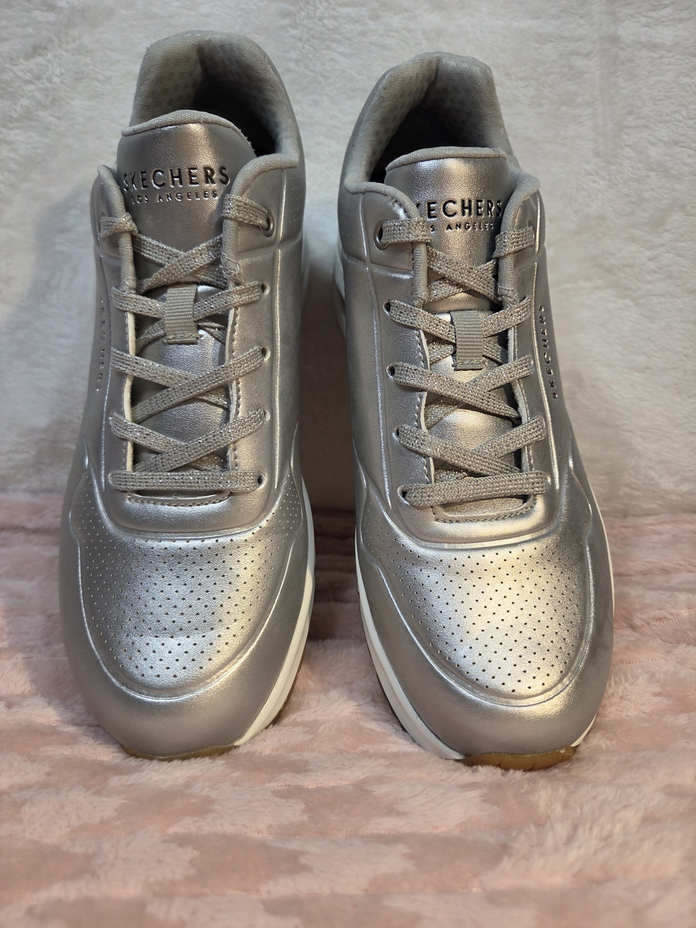 Skechers Silver Metallic Women’s Athletic Sneakers - Picture 2 of 8